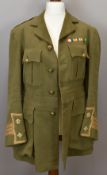 British Army WW1 officer's cuff rank tunic with rank insignia, medal ribbon and associated