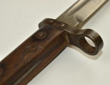 Austrian 1895 pattern Mannlicher bayonet stamped 02 to cross guard and CE over WG to ricasso, with