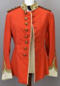 British Army Gloucestershire Regiment officer's full dress scarlet tunic with gilt collar badges and