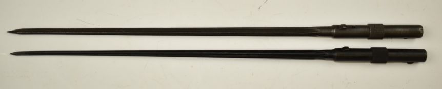 Two French 1936 pattern MAS bayonets with 32cm cruciform blades. PLEASE NOTE ALL BLADED ITEMS ARE