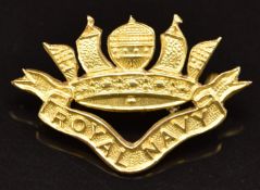 Royal Navy 9ct gold sweetheart brooch, 4.6g