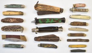 Twenty various pocket knives, longest blade 9cm. PLEASE NOTE ALL BLADED ITEMS ARE SUBJECT TO OVER 18