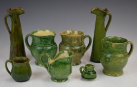 Farnham Art Pottery collection of miniature jugs and ewers, tallest 18cm, shortest 4cm