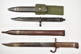 Pakistan bayonet with plastic grips, POF 68 to 16.5cm fullered blade, scabbard and frog together