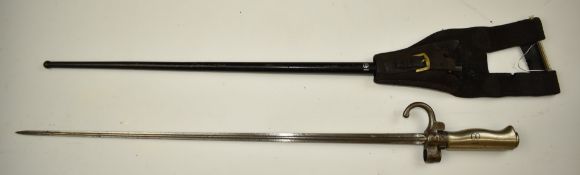 French 1886 / 93 pattern Lebel bayonet with 52cm cruciform blade, scabbard and frog. PLEASE NOTE ALL