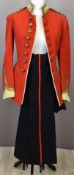 British Army Gloucestershire Regiment officer's full dress scarlet tunic with primrose facings and