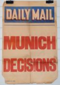 Daily Mail Munich Decisions 1938 news poster, 76 x 51cm
