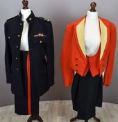British Army Gloucestershire Regiment officer's scarlet mess jacket with yellow lapels, rank