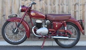 1955 Sun Challenger 200cc two stroke motorcycle, non transferable registration number TTV 910,