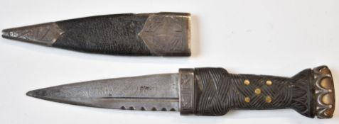 R W Forsyth of Glasgow and Edinburgh Scottish Sgian Dubh dagger with hallmarked silver mounts,