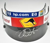 Juan Pablo Montoya and Heinz-Harald Frentzen signed Formula 1 visors