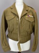 British Army Gloucestershire Regiment battle dress blouse 1949 pattern, with medal ribbon for both