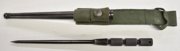 British unfinished, possibly experimental spike bayonet with 17cm cruciform blade, scabbard and