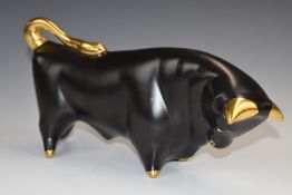 Colin Melbourne for Trentham mid century modern black bull with gilt detail, model no 409, height 13