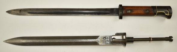 Two Czechoslovakia bayonets, one 1952 pattern with 27cm double edged blade the other a 1924 export