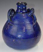 Farnham Art Pottery guglet / flagon with twin knot handles, 20cm tall