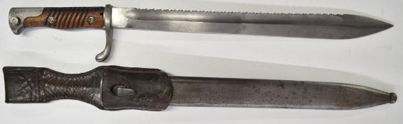 German WW1 sawback butcher's bayonet with wooden grips, Simpson & Co Suhl to ricasso, 37cm sawback
