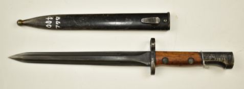 Belgian bayonet for use with the FN 1949 SLR, marked SA 30 77326 to pommel, with 23cm double edged