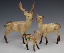Beswick stag, doe and fawn, tallest 19cm
