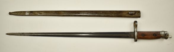 Belgian 1916 pattern bayonet for 189 Mauser, with 40.5cm double edged blade and scabbard. PLEASE