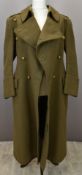British Army Gloucestershire Regiment officer's khaki greatcoat with rank insignia to shoulder