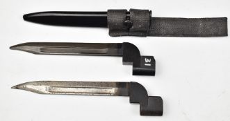 Two British Lee Enfield number 9 bayonets, one with 20cm fullered blade the other with 19.5cm blade,