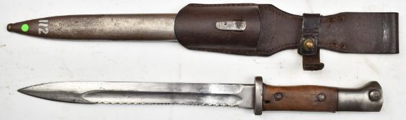 German 84/98 pattern sawback bayonet with wooden grips, flashguard, Gottlieb Hammersfahr, Solingen