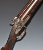 S M Patrick 11 bore side by side percussion hammer action muzzle loading shotgun with named and