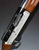 Luigi Franchi Hunter 12 bore semi-automatic shotgun with engraved scenes of hunters in a boat and