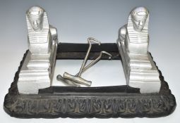 Victorian cast iron boot brush / scraper fashioned with two sphinx, attributed to the