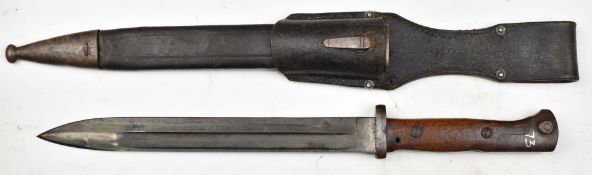 German 1871/98 bayonet with Weysberg markers to ricasso, E.2.73. to crossguard, a 25cm fullered