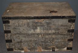 Victorian / early 20thC campaign chest attributed to Captain A Jacobs, 17th Lancers, with zinc lined