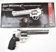 ASG Dan Wesson .177 CO2 6 inch revolver air pistol with textured grip, scope rail, signed barrel and