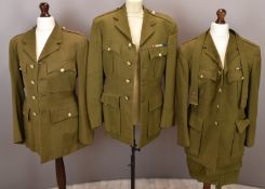 Three British Army Gloucestershire Regiment officer's service dress jackets and one pair of