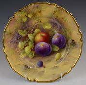 Royal Worcester painted fruit cabinet plate signed A Shuck for Albert Shuck, diameter 22.5cm