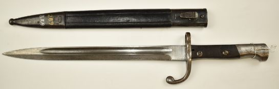 Brazilian 1908 pattern bayonet for Mauser, 19766 to cross guard, with 25.9cm fullered blade and