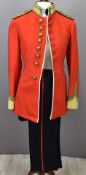British Army officer's full dress tunic with primrose facings and gilt collar badges, attributed