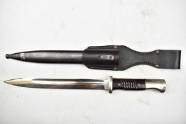 German 84/98 pattern bayonet stamped 12 ASW and 7429 to ricasso, with 25.5cm fullered blade,