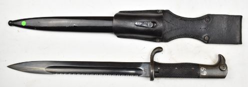 German 1898 pattern sawback NCOs bayonet with crown over Erfurt to ricasso, SCH K 154 to crossguard,