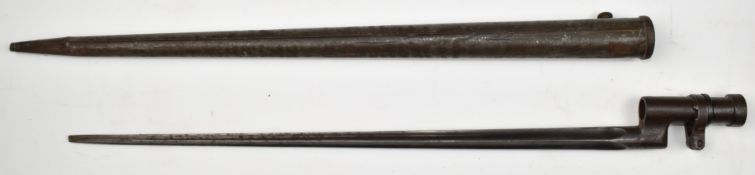 German WW1 acquired Russian socket bayonet stamped 158116 below socket, with 41cm cruciform blade