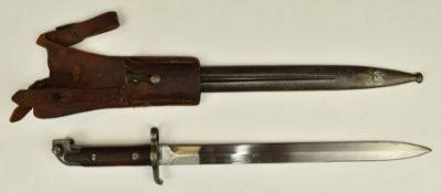 Swedish 1894/14 pattern Navy bayonet marked I15 No 426 to crosspiece, with 33cm blade, scabbard