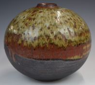 Barbara Cass / Arden Pottery (1921-1992) studio pottery stoneware squat vase, height 18.5 x diameter