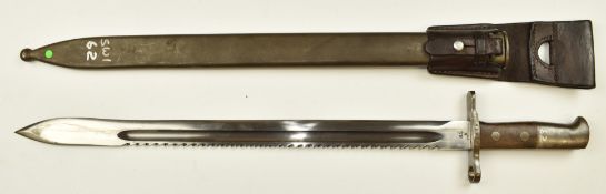 Swiss 1914 pattern Scmidt Rubin sawback bayonet stamped 63416 to crossguard and HS to ricasso,
