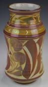 Alan Caiger Smith signed studio pottery waisted pedestal vase with lustre glaze, height 26cm