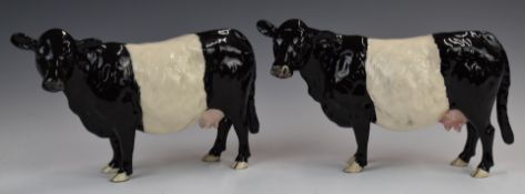 Two Beswick Belted Galloway cows, height 13cm