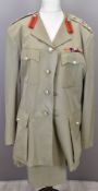 British Army Gloucestershire Regiment officer's khaki drill jacket and trousers with rank insignia
