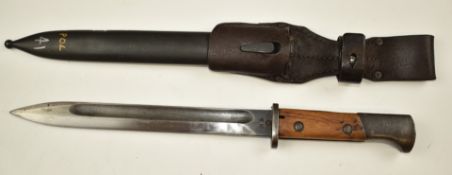 Polish Mauser bayonet without flashguard, with good stamps to ricasso including WP, 555 to