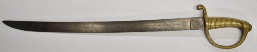 Continental short sword with brass hilt CK & Co with crown over crossed swords to ricasso, 54cm