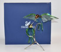 Swarovski Crystal Paradise Birds coloured glass bird group Bee Eaters Peridot, 957128, 28.5cm