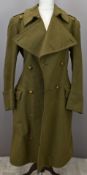 British Army Gloucestershire Regiment officer's khaki greatcoat with associated brass buttons, c1914